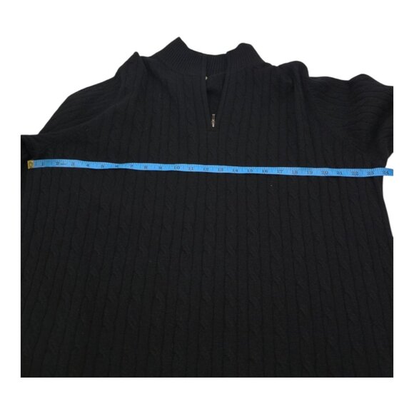 Ll.bean Sweater Men XL Black Cashmere Preppy Cable Knit Grandpa Core Fishermans - Picture 4 of 7